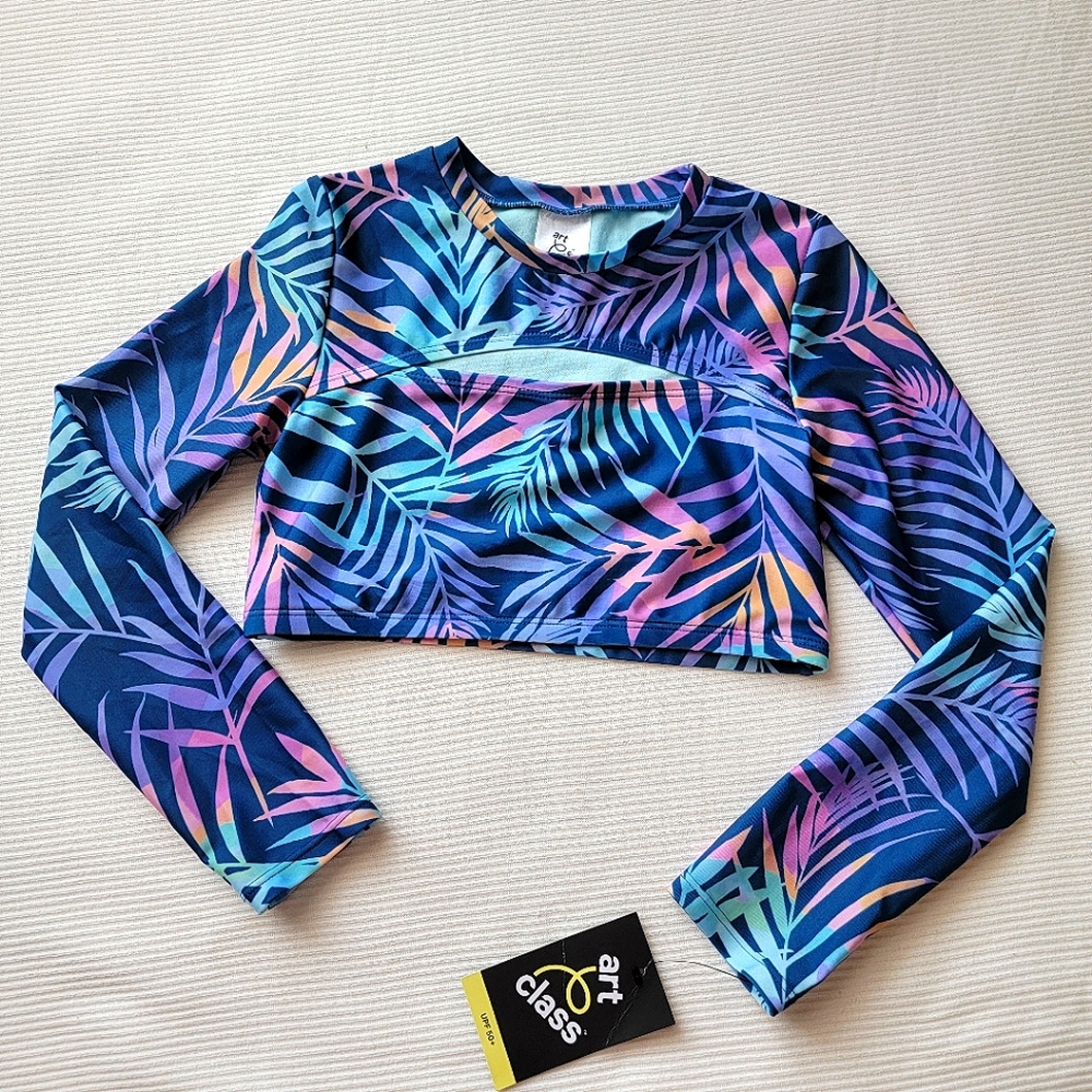 Art Class Girls Palm Beach Multicolor Long Sleeve Swim Top